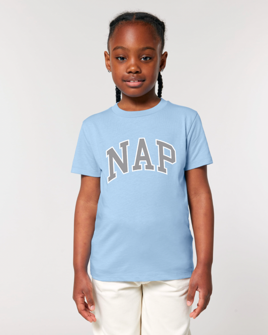 KIDS NAP TSHIRT | ORGANIC COTTON | MEDIUM FIT | PRINTED VARSITY LOGO